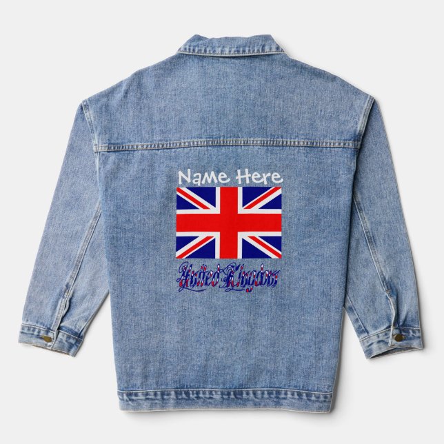Chaqueta Vaquera Personalización blanca de la bandera británica del (Reverso )