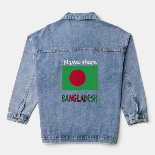 Chaqueta Vaquera Personalización blanca de la bandera de Bangladesh