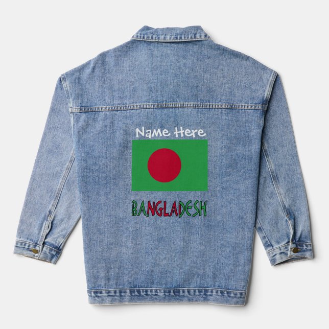 Chaqueta Vaquera Personalización blanca de la bandera de Bangladesh (Reverso )