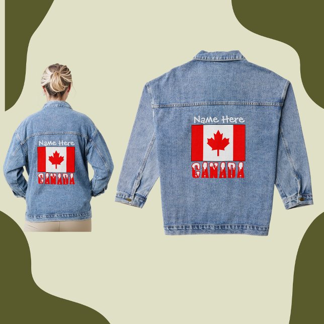 Chaqueta Vaquera Personalización blanca de la bandera de Canadá (Subido por el creador)