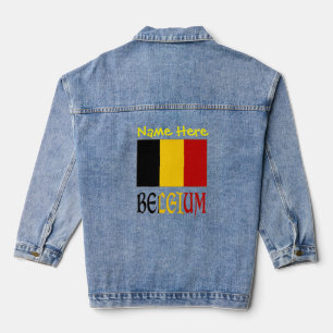 Chaqueta Vaquera Personalización de Bélgica y bandera belga amarill