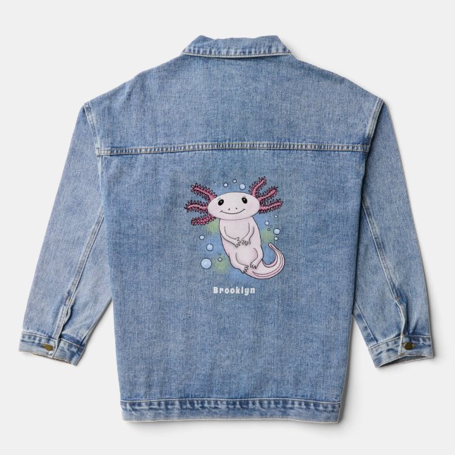 Chaqueta Vaquera Personalizado axolotópico rosa adorable (Reverso )