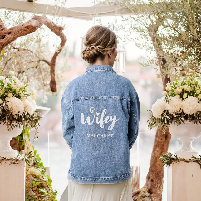 Chaqueta Vaquera Personalizado Calligraphy Heart Wifey Name Boda (Subido por el creador)
