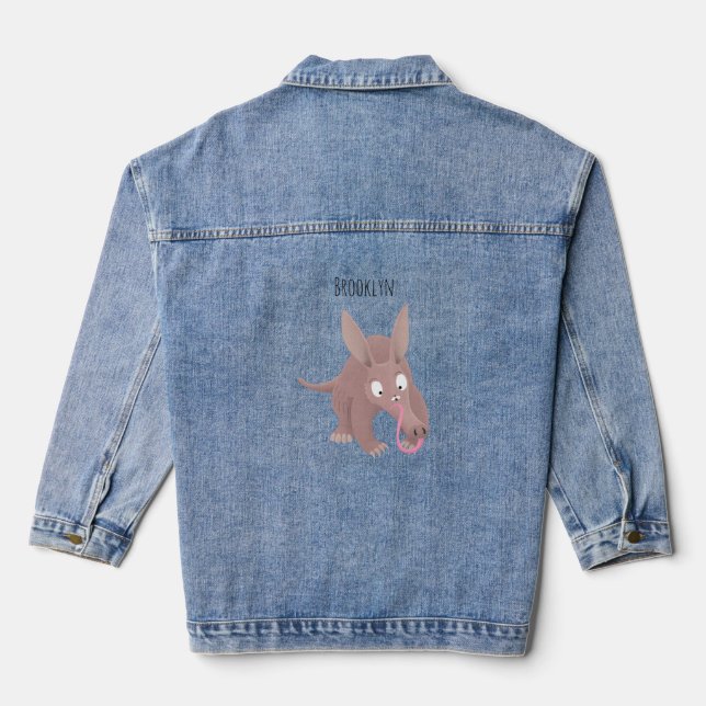 Chaqueta Vaquera Personalizado de aardvark gracioso (Reverso )