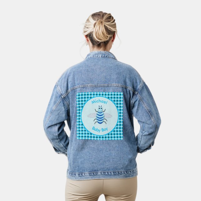 Chaqueta Vaquera Personalizado de Abeja de Niño Azul (Modelo)