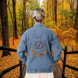 Chaqueta Vaquera Personalizado de Bachelorette de Monograma Floral