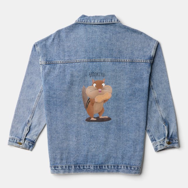 Chaqueta Vaquera Personalizado de chipmunk de grandes mejillas grac (Reverso )