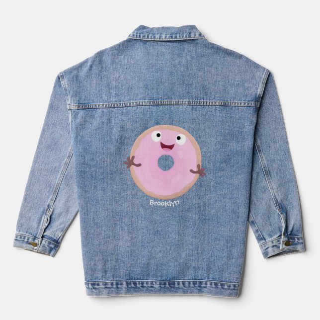 Chaqueta Vaquera Personalizado de donut rosa alegre y brillante (Reverso )