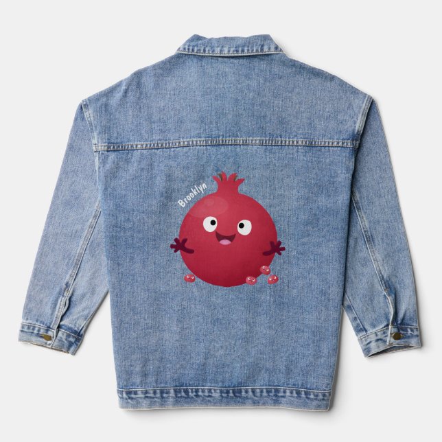 Chaqueta Vaquera Personalizado de frutas pomegranadas alegres (Reverso )
