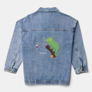 Chaqueta Vaquera Personalizado de lagarto de camaleón verde lindo