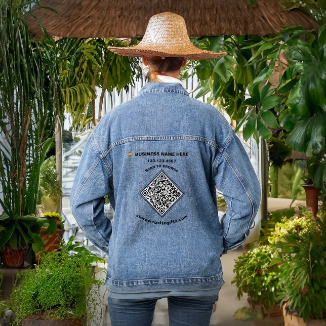 Chaqueta Vaquera Personalizado de promoción de código QR de la empr (Business Company QR Code Marketing Promote Custom Denim Jacket is great to promote your business. )