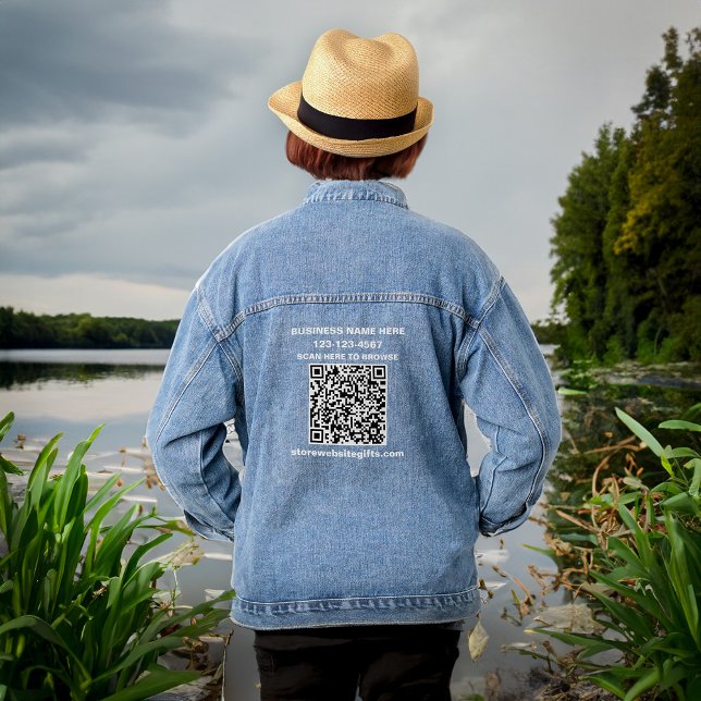 Chaqueta Vaquera Personalizado de promoción de código QR de la empr (Business Company QR Code Marketing Promote Custom Denim Jacket wear and promote your business. 
)