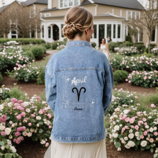 Chaqueta Vaquera Personalizado de signos zodiac de abril Denim Jack