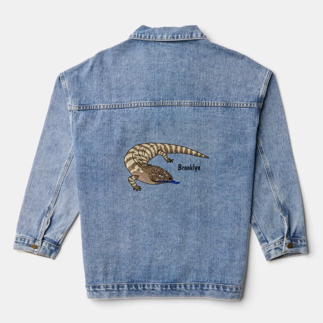 Chaqueta Vaquera Personalizado del reptil de lagarto de lengua azul (Reverso )