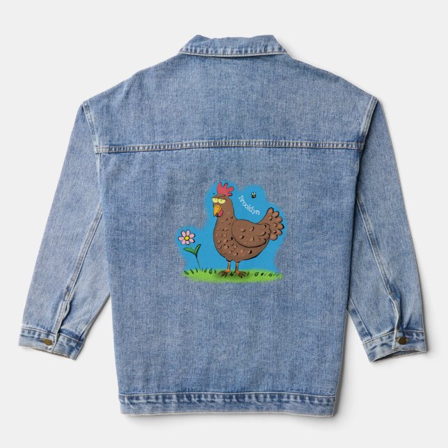 Chaqueta Vaquera Personalizado divertido de pollo rústico y caprich (Reverso )