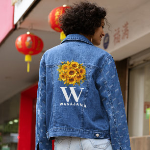 Chaqueta Vaquera Personalizado femenina de monograma blanco de gira