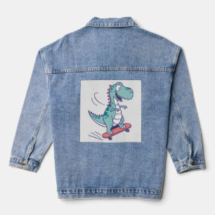 Chaqueta Vaquera Personalizado Guay T-Rex en Skateboard
