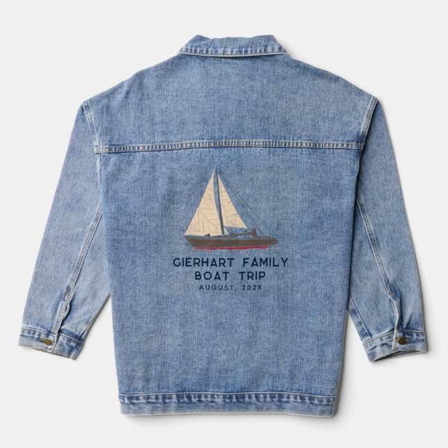 Chaqueta Vaquera Personalizado Nautical Family Boat Trip (Reverso )