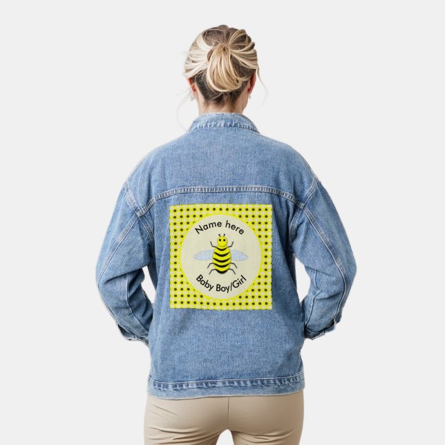 Chaqueta Vaquera Personalizado Neutral de Abeja Amarilla Cuta Géner (Modelo)