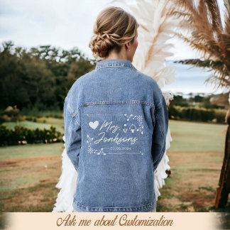 Chaqueta Vaquera Personalizado Nueva Sra. Bride Boda guión moderno