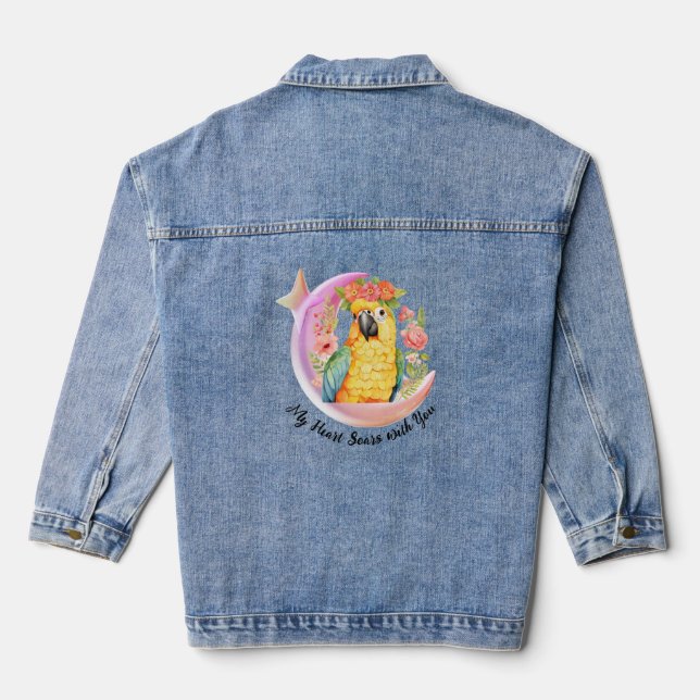 Chaqueta Vaquera Personalizado Parrot Moon & Floral Denim Jacket (Reverso )