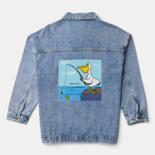 Chaqueta Vaquera Personalizado pelícano de pesca divertida