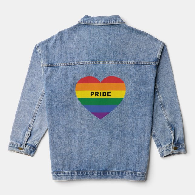 Chaqueta Vaquera Personalizado Texto Corazón arcoiris (Reverso )