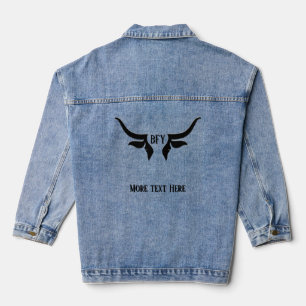 Chaqueta Vaquera Personalizado Texto y Bulls Monogramas Cuerno