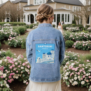 Chaqueta Vaquera Personalizado Textos Santorini Grecia