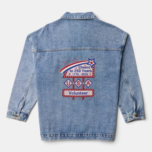 Chaqueta Vaquera Personalizado USA 250–Marquesina Retro Patriótica (Reverso )
