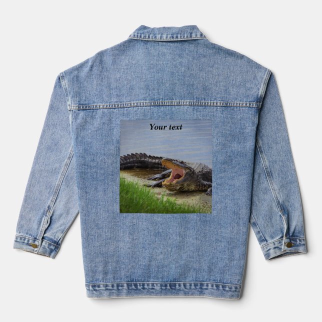 Chaqueta Vaquera Personalizar el lagarto con fotografía de boca abi (Reverso )