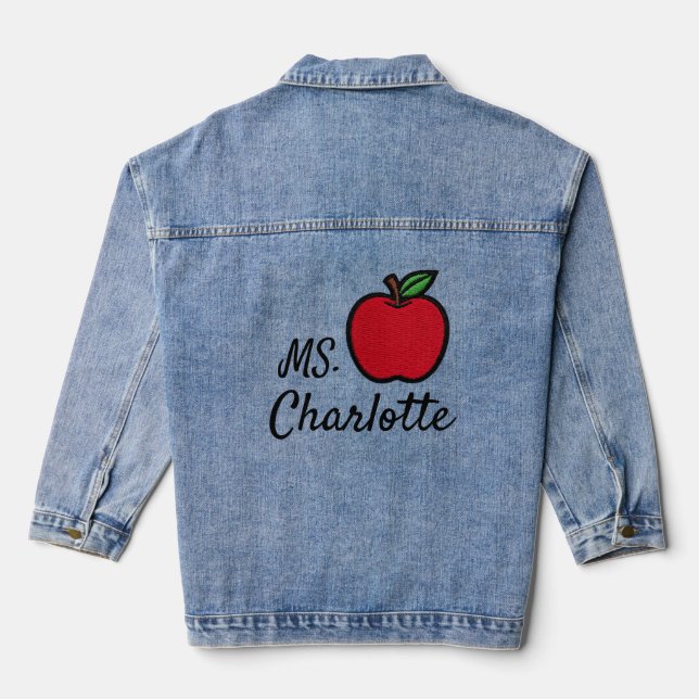 Chaqueta Vaquera Personalized Teacher Name Red Apple Quarter (Reverso )