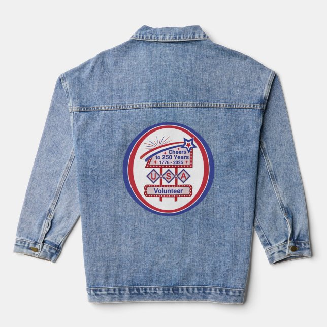 Chaqueta Vaquera Personalized USA 250–Patriotic Retro Marquee (Reverso )