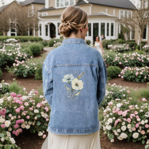 Chaqueta Vaquera Pétalos Susurrantes: Floración Suave Azul y Crema