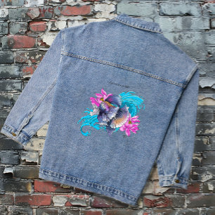 Chaqueta Vaquera Pez luchador siamés Betta olas de loto azul