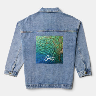 Chaqueta Vaquera Pies de pavo real en colorido Resumen Diseño de la