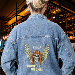 Chaqueta Vaquera Piloto de cráneo nacido para surcar los cielos, av