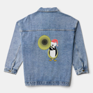 Chaqueta Vaquera Pingüino bebé tocando la tuba