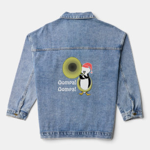 Chaqueta Vaquera Pingüino Bebé Tocando Tuba Oompa Personalizable