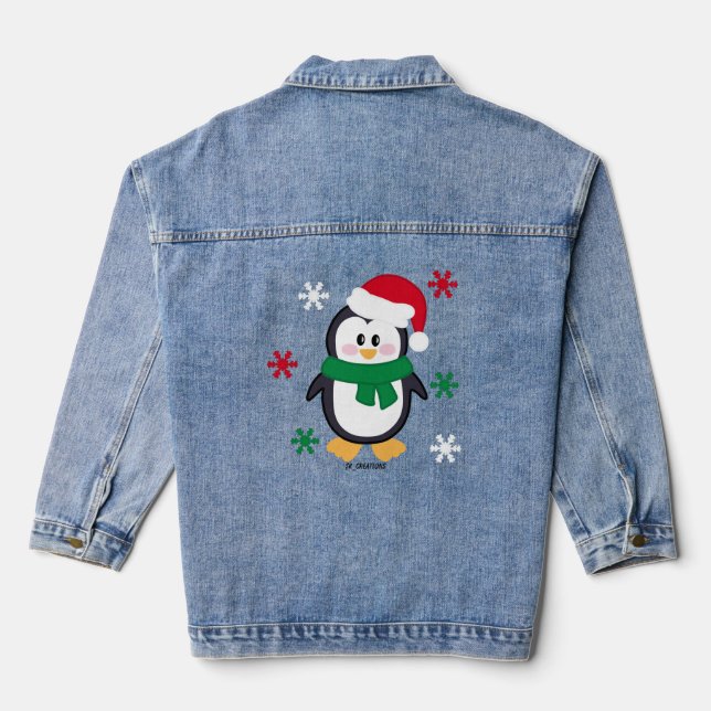Chaqueta Vaquera Pingüino De Navidades Verdes Y Rojos (Reverso )