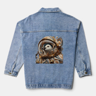 Chaqueta Vaquera Pingüino en traje de arte cósmico"