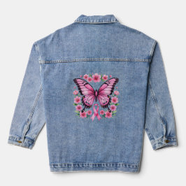 Chaqueta Vaquera Pink Butterfly Breast Cancer Awareness Ribbon