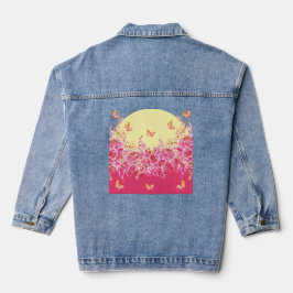 Chaqueta Vaquera Pink Butterfly Floral Denim Jacket