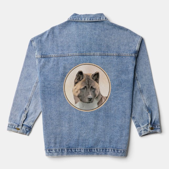 Chaqueta Vaquera Pintura de Akita - Arte de Perro Original. (Reverso )
