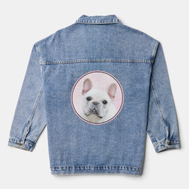 Chaqueta Vaquera Pintura de Bulldog francés (crema/blanco) - Arte d (Reverso )