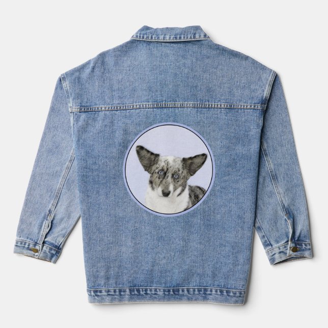 Chaqueta Vaquera Pintura de Cardigan Welsh Corgi - Arte Perro Origi (Reverso )