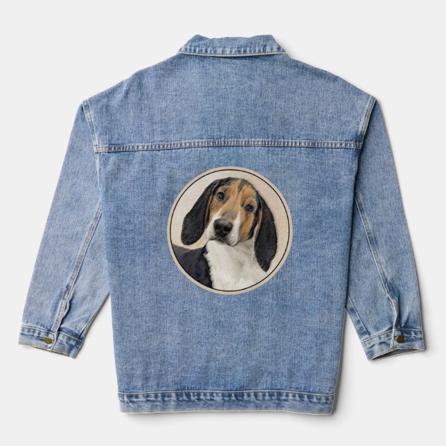 Chaqueta Vaquera Pintura de Coonhound Treeing Walker - Arte Origina (Reverso )