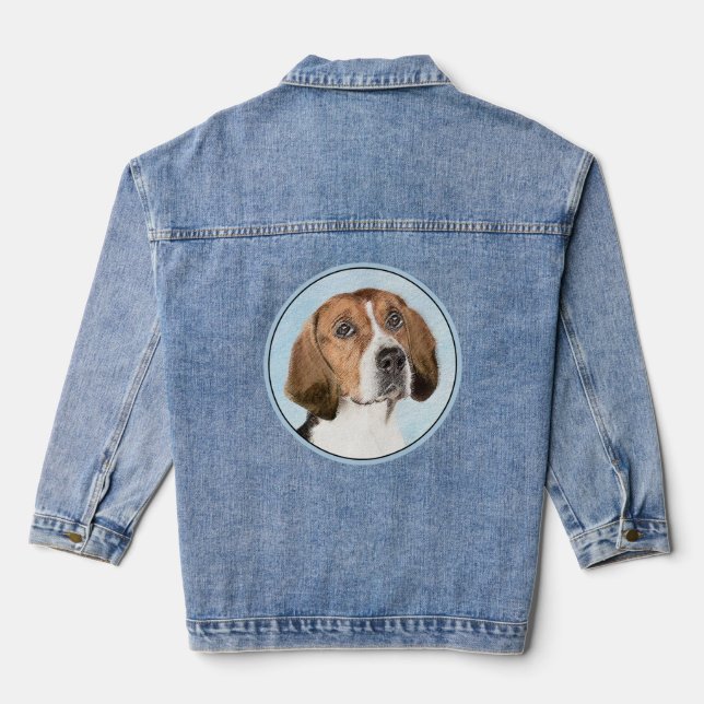 Chaqueta Vaquera Pintura de Foxhound inglesa - Arte Perro Original  (Reverso )