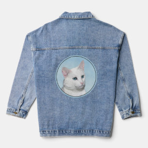 Chaqueta Vaquera Pintura de gato blanco - Arte de gato original lin