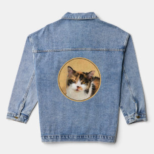 Chaqueta Vaquera Pintura de gato calico - Arte de gato original lin